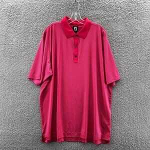 Foot Joy Golf Polo Mens 2XL Short Sleeve Pullover Pink Red Shirt Stretch